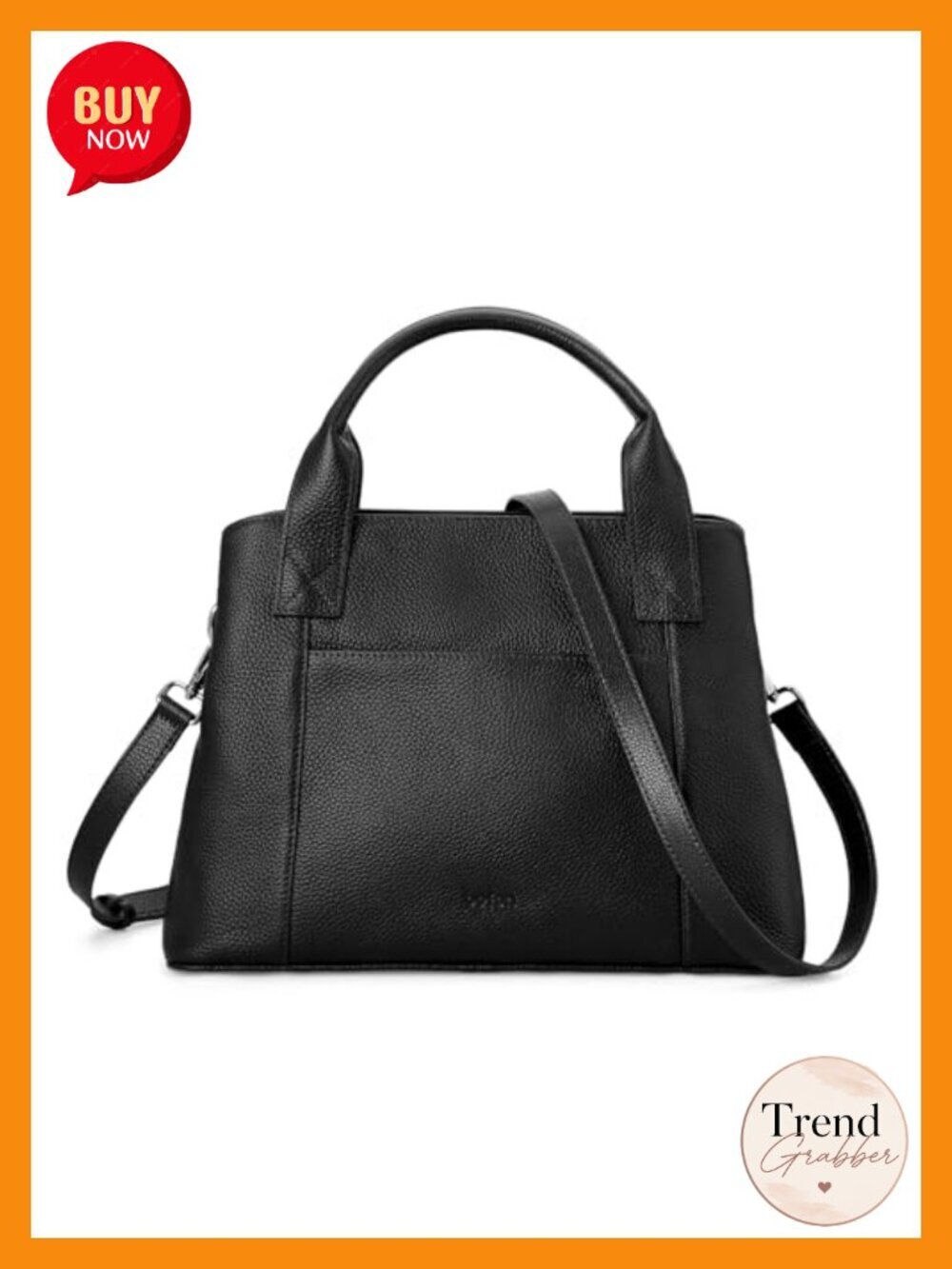Genuine Leather Small Satchel Tote Crossbody Bag with Zipper